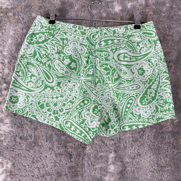 Paraphrase Size 8 100% Cotton Floral Paisley Print Flat Front Shorts Green White - Picture 5 of 12